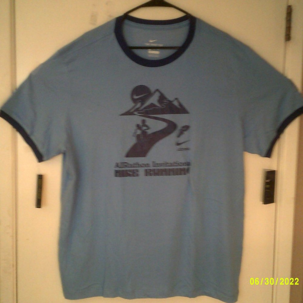 NEW NIKE DRI-FIT RUNNING "Airathon Invitational Tee" MEN'S BLUE T-SHIRT 2XL